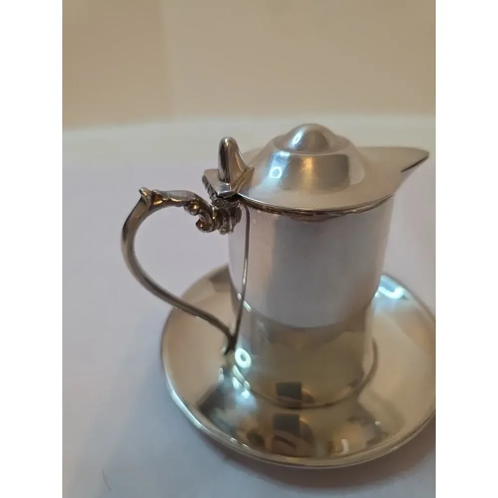 Antique Wallace Silver Plate M616 Creamer Attached Plate Hinged Lid